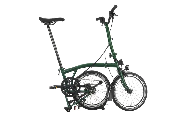 Brompton C Line High Bar 6 Speed Bike with mudguards in Racing Green-1